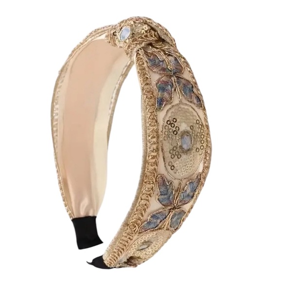 Whimsy_and_Lily Accessories - Knotted Wide-Brimmed Sequin Butterfly Headband